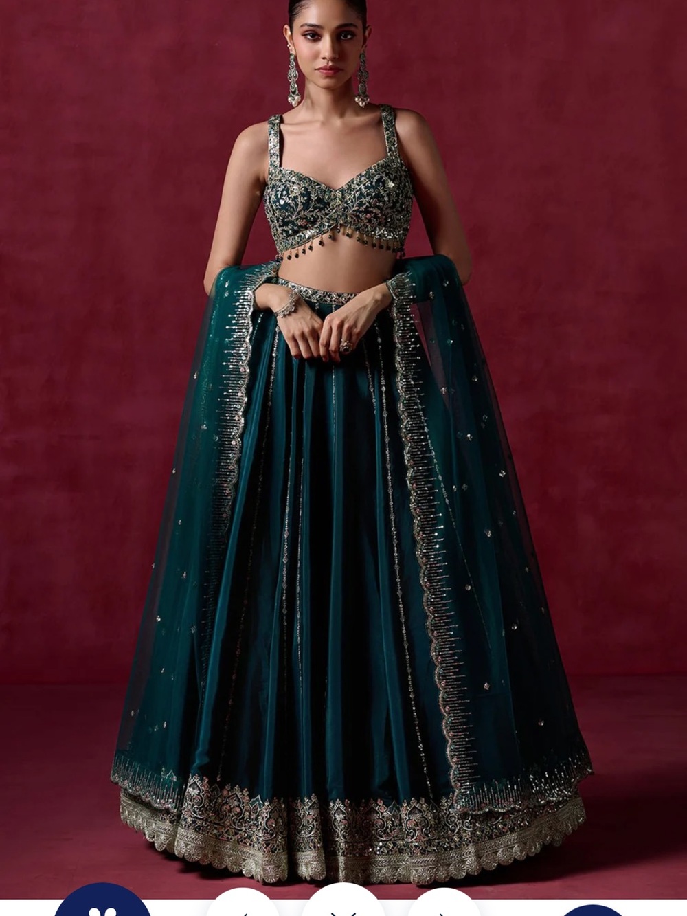 Lashkarra Teal Green Embroidered Lehenga